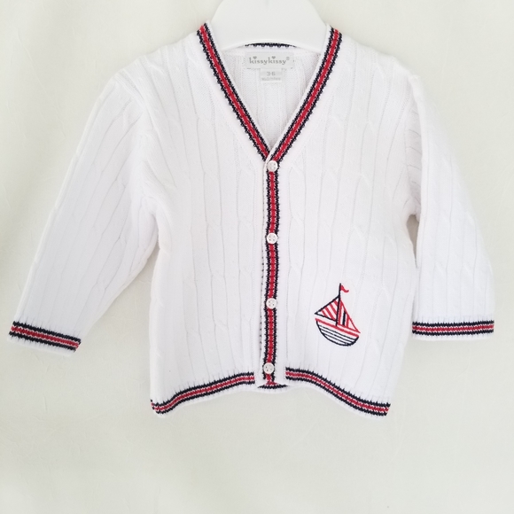 Kissy Kissy Other - 👑 Kissy Kissy 3-6m Cardigan White Sailboat